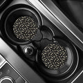 Black Daisy Floral Pattern Print Car Coasters
