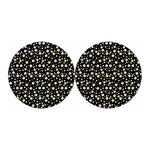 Black Daisy Floral Pattern Print Car Coasters