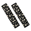 Black Daisy Floral Pattern Print Car Seat Belt Covers