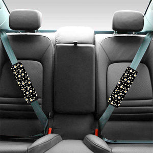 Black Daisy Floral Pattern Print Car Seat Belt Covers