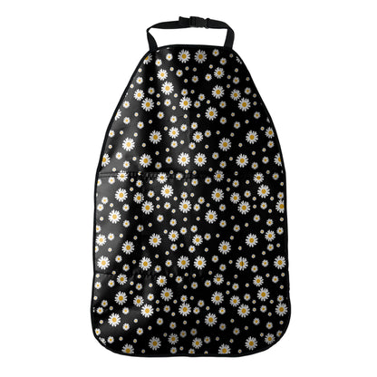 Black Daisy Floral Pattern Print Car Seat Organizers