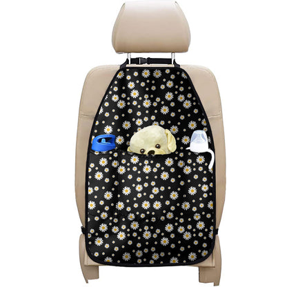 Black Daisy Floral Pattern Print Car Seat Organizers