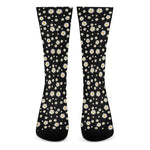 Black Daisy Floral Pattern Print Crew Socks