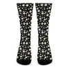 Black Daisy Floral Pattern Print Crew Socks