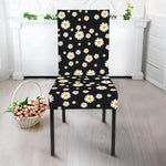Black Daisy Floral Pattern Print Dining Chair Slipcover