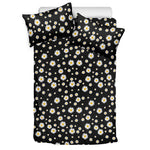 Black Daisy Floral Pattern Print Duvet Cover Bedding Set
