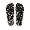 Black Daisy Floral Pattern Print Flip Flops