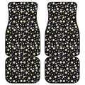 Black Daisy Floral Pattern Print Front and Back Car Floor Mats
