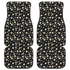 Black Daisy Floral Pattern Print Front and Back Car Floor Mats