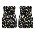 Black Daisy Floral Pattern Print Front Car Floor Mats