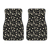 Black Daisy Floral Pattern Print Front Car Floor Mats