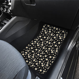 Black Daisy Floral Pattern Print Front Car Floor Mats