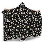 Black Daisy Floral Pattern Print Hooded Blanket