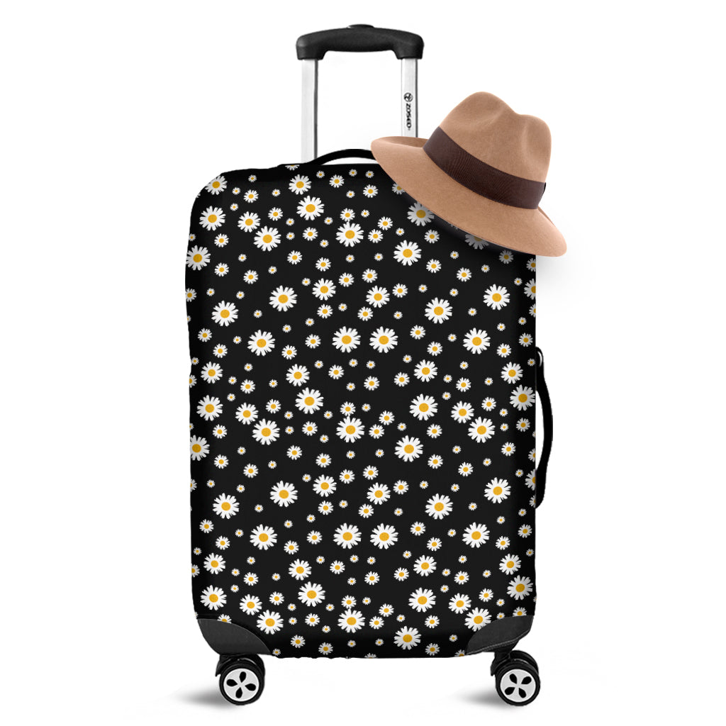 Black Daisy Floral Pattern Print Luggage Cover