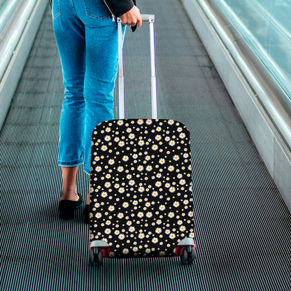 Black Daisy Floral Pattern Print Luggage Cover