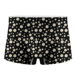 Black Daisy Floral Pattern Print Men's Boxer Briefs