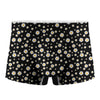 Black Daisy Floral Pattern Print Men's Boxer Briefs