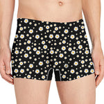 Black Daisy Floral Pattern Print Men's Boxer Briefs