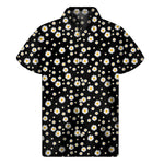 Black Daisy Floral Pattern Print Men's Short Sleeve Shirt