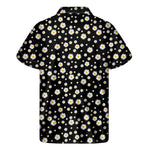 Black Daisy Floral Pattern Print Men's Short Sleeve Shirt