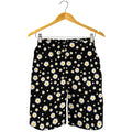 Black Daisy Floral Pattern Print Men's Shorts