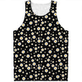 Black Daisy Floral Pattern Print Men's Tank Top