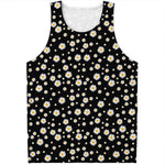 Black Daisy Floral Pattern Print Men's Tank Top