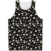 Black Daisy Floral Pattern Print Men's Tank Top