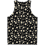 Black Daisy Floral Pattern Print Men's Tank Top