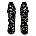 Black Daisy Floral Pattern Print Muay Thai Shin Guards