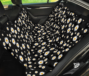 Black Daisy Floral Pattern Print Pet Car Back Seat Cover