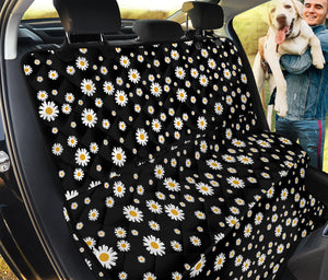 Black Daisy Floral Pattern Print Pet Car Back Seat Cover