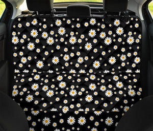 Black Daisy Floral Pattern Print Pet Car Back Seat Cover