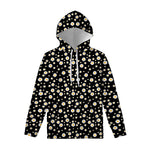 Black Daisy Floral Pattern Print Pullover Hoodie