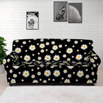 Black Daisy Floral Pattern Print Sofa Cover