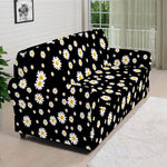 Black Daisy Floral Pattern Print Sofa Cover