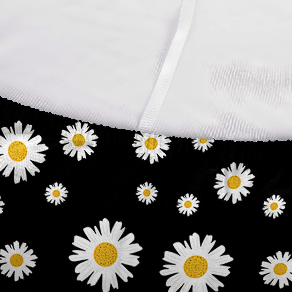 Black Daisy Floral Pattern Print Sofa Cover