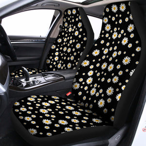 Black Daisy Floral Pattern Print Universal Fit Car Seat Covers