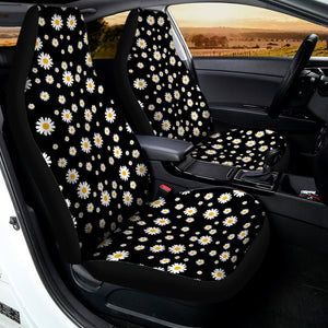 Black Daisy Floral Pattern Print Universal Fit Car Seat Covers