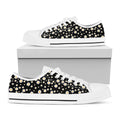 Black Daisy Floral Pattern Print White Low Top Sneakers