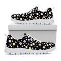 Black Daisy Floral Pattern Print White Running Shoes