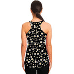 Black Daisy Floral Pattern Print Women's Racerback Tank Top
