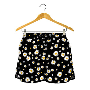 Black Daisy Floral Pattern Print Women's Shorts