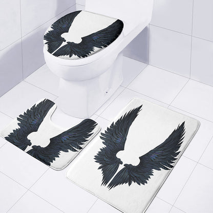 Black Demon Wings Print 3 Piece Bath Mat Set