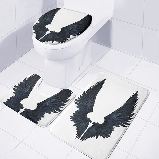 Black Demon Wings Print 3 Piece Bath Mat Set