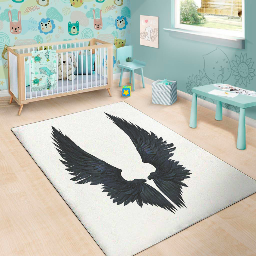 Black Demon Wings Print Area Rug