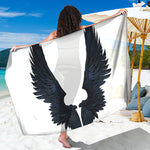 Black Demon Wings Print Beach Sarong Wrap