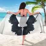 Black Demon Wings Print Beach Sarong Wrap