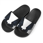 Black Demon Wings Print Black Slide Sandals