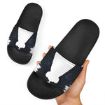Black Demon Wings Print Black Slide Sandals